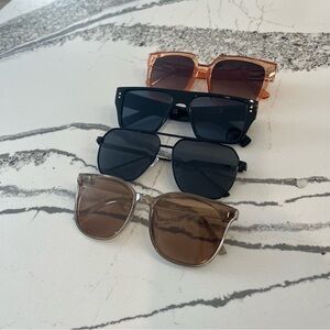 Sunglasses Set in Black, Brown, and Pinky-Orange